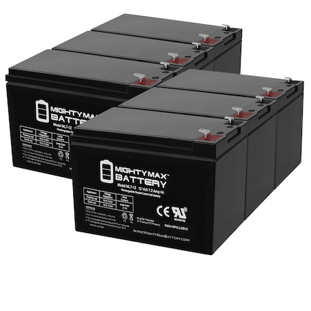 12V 7.2AH SLA Battery For Anchor LIB-8000CU2 Speaker System - 6 Pack